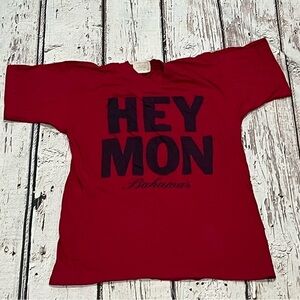 Vintage 1980s Hey Mon Bahamas Travel Tourism 80s Crewneck Tee Tshirt